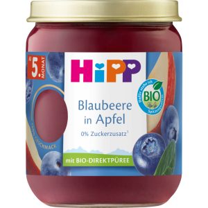 HiPP deserek w słoiczku, Jabłka z jagodami, po 5. m-cu życia