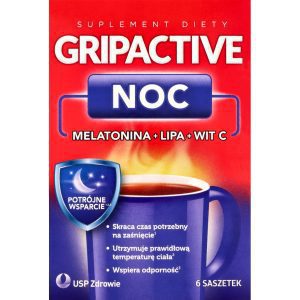 GRIPACTIVE Noc saszetki, Melatonina + Lipa + Wit.C, suplement diety 6 szt.