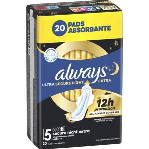 ALWAYS Ultra podpaski higieniczne, na noc, ze skrzydełkami, Secure Night Extra 20 szt.