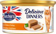 BUTCHER&rsquo;S Delicious Dinners karma pełnoporcjowa mokra dla dorosłych kot&oacute;w, mus z kurczakiem i indykiem 85 g