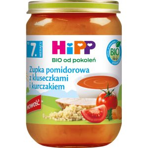 HIPP BIO od pokoleń danie w słoiczku, Zupka pomidorowa z kluseczkami i kurczakiem, po 7. m-cu życia 190 g