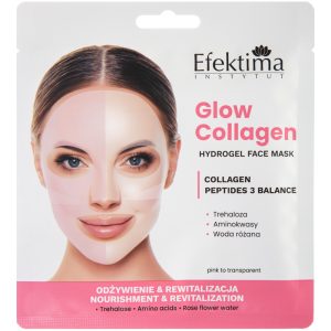 EFEKTIMA Glow Collagen maska w płachcie, hydrożelowa, z kolagenem i peptydami, odżywienie i rewitalizacja 1 szt.