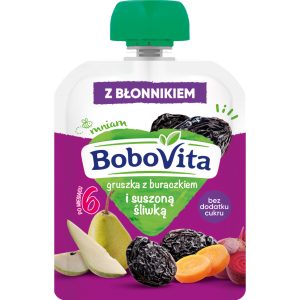 BOBOVITA gruszka z buraczkiem i suszoną śliwką 6m+ 80 g