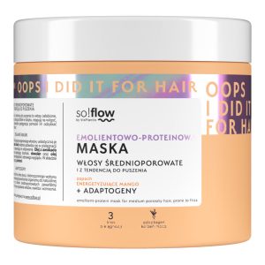SO!FLOW BY VIS PLANTIS maska do włosów średnioporowatych, emolientowo-proteinowa, zapach energetyzujące Mango 400 ml