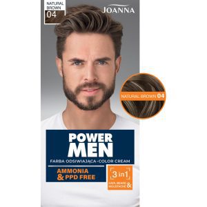 Joanna Power Men Color Cream farba do włosów, dla mężczyzn, nr 04 Natural Brown 1 szt.