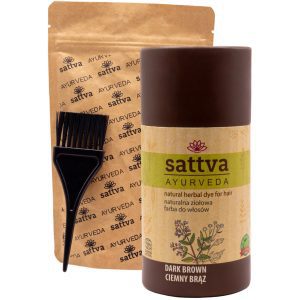 Sattva Ayurveda farba do włos&oacute;w, naturalna, ziołowa, Ciemny Brąz 150 g