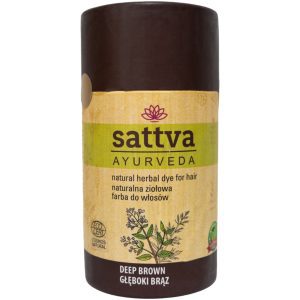 Sattva Ayurveda farba do włos&oacute;w, naturalna, ziołowa, Głęboki Brąz 150 g