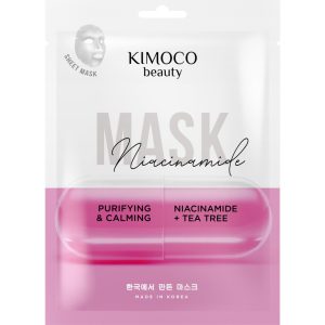 Kimoco Beauty maska w płachcie z niacynamidem i ekstraktem z drzewa herbacianego, oczyszczająco-kojąca 23 ml