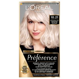 L'Or&eacute;al Paris Pr&eacute;f&eacute;rence farba do włos&oacute;w z aktywatorem połysku, koloryzacja trwała, nr 10.21 Bardzo Bardzo Jasny Perłowy Blond 1 szt.