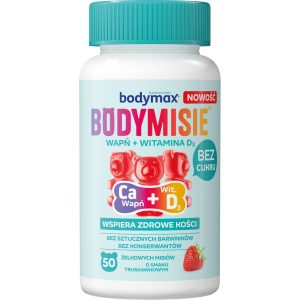 Bodymax Bodymisie żelki, wapń i witamina D3, o smaku truskawkowym, suplement diety 50 szt.