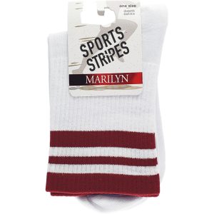 MARILYN Sports Stripes skarpety damskie, White/Bordo, one size 1 para