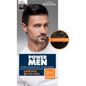 Joanna Power Men Color Cream farba do włosów, dla mężczyzn, nr 02 Dark Brown 1 szt.
