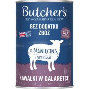 Butcher's karma pełnoporcjowa mokra dla dorosłych psów, w galaretce, Jagnięcina z Nerkami 400 g