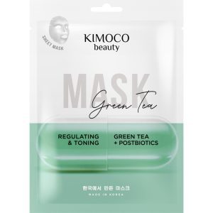 Kimoco Beauty maska w płachcie z ekstraktem z zielonej herbaty i postbiotykami, regulująco-tonizująca 23 ml