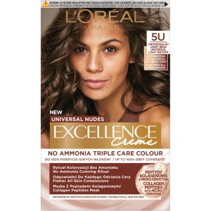 L'Or&eacute;al Paris Excellence Creme Universal Nudes krem do włos&oacute;w, koloryzujący, pielęgnacyjny, bez amoniaku, nr 5U Jasny Brąz 1 szt.