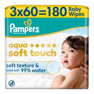 Pampers Aqua Soft Touch chusteczki nawilżane 3x60 szt.