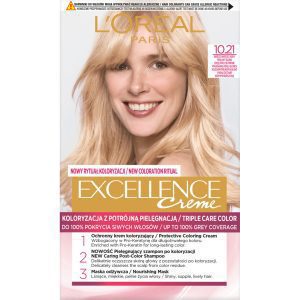 L'Or&eacute;al Paris Excellence Creme krem do włos&oacute;w, koloryzujący, ochronny, nr 10.21 Bardzo Bardzo Jasny Perłowy Blond 1 szt.
