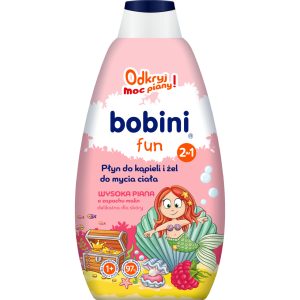 BOBINI Fun płyn do kąpieli i żel do mycia, 2w1, o zapachu malin 500 ml