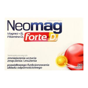NeoMag Forte tabletki, Magnez + B6 + Witamina D3, suplement diety 50 szt.