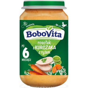 BOBOVITA danie w słoiczku, Rosołek z kurczaka z ryżem, 6m+ 190 g